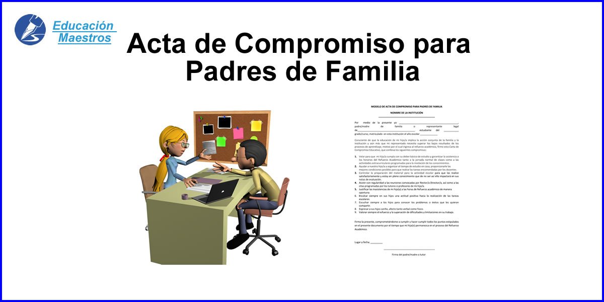 ▷ Acta de Compromiso - Padres de Familia - Modelo Word