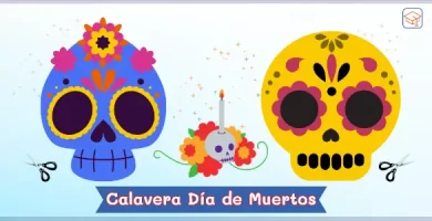 Calavera del día de muertos recortable en PDF