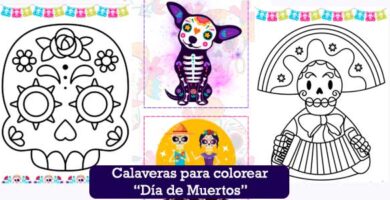 Fichas de Calaveras para colorear - Día de Muertos PDF