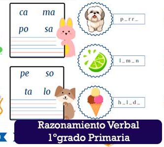 Razonamiento Verbal para primer grado de primaria - Fichas en PDF