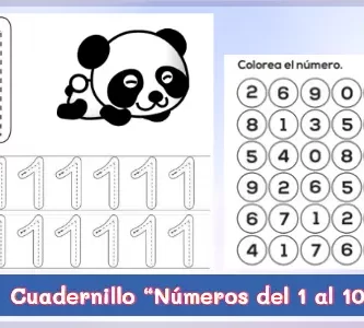 Cuadernillo de los números del 1 al 10 para niños para imprimir en formato PDF