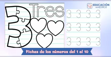 Fichas de aprendizaje de los números del 1 al 10 para imprimir