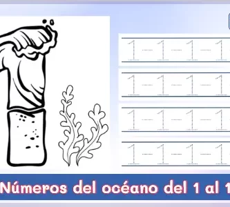 Fichas de números del océano del 1 al 10 - Imprimir PDF