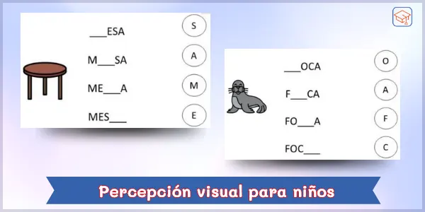 Percepción visual para niños - Ejercicios de lectoescritura para primaria