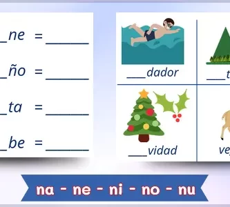 Fichas de sílabas simples na - ne - ni - no - nu