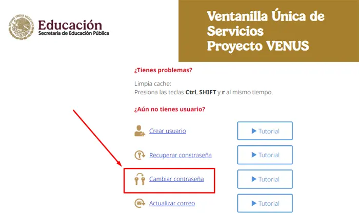 Cambiar Contraseña | Proyecto Venus USICAMM
