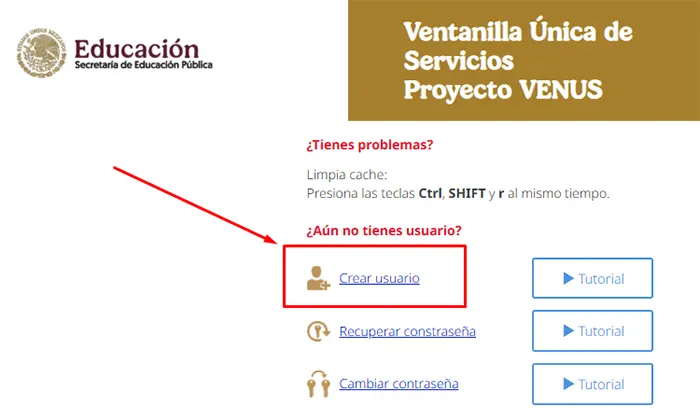 Creación de Usuario | Proyecto Venus USICAMM