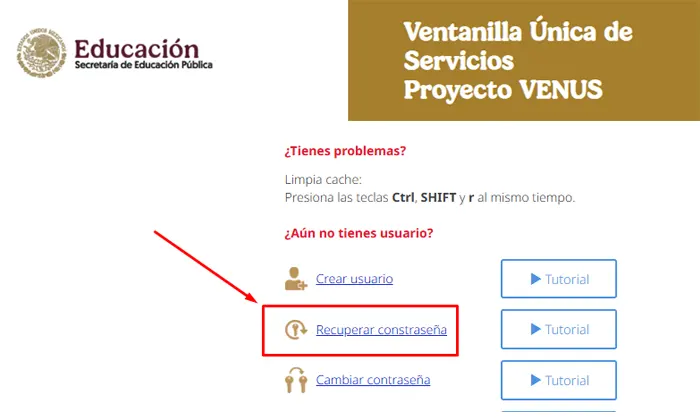 Recuperar Contraseña | Proyecto Venus USICAMM