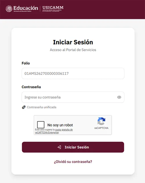 Ingresar a SUMADI (Folio y Contraseña) | USICAMM